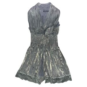 Vintage early 2000s y2k metallic empire waist babydoll top